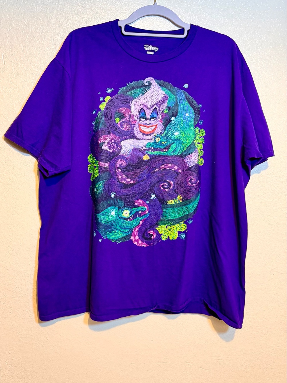 Disney Purple Ursula Villain Graphic Tee with Teal & Neon Green Accents